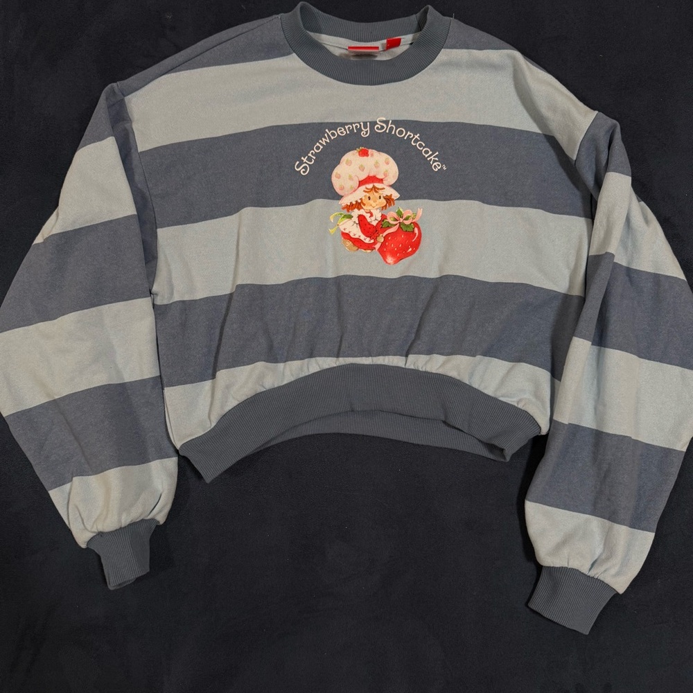 Strawberry Shortcake Blue cropped Sweater Sz XXS mad engine